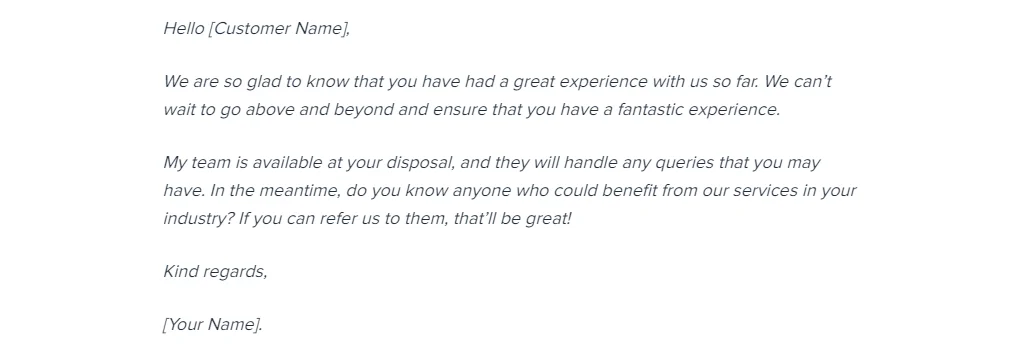An answer from a lawyer to a referrer