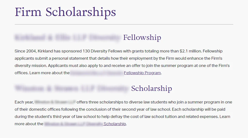 Law firm scholarships
