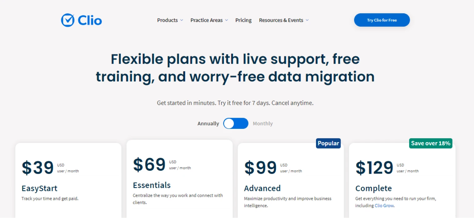 Explore Clio's Pricing Plans