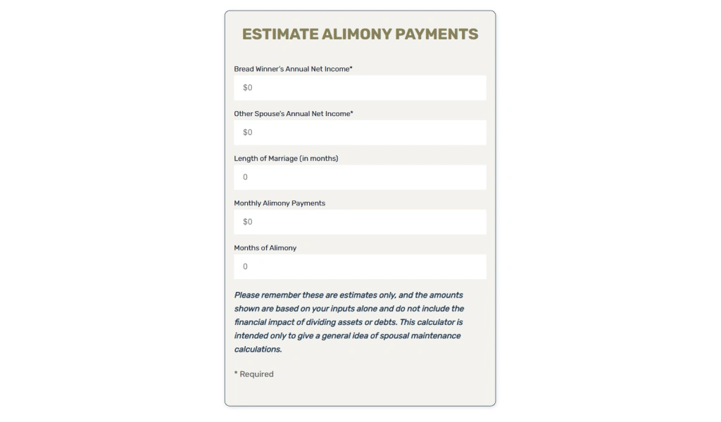 Alimony payments calculator
