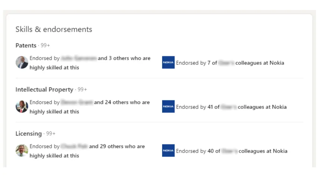 Skills and endorsements