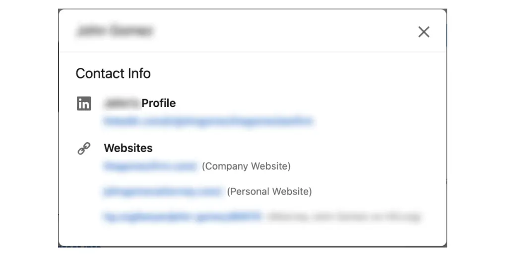 Contact info section