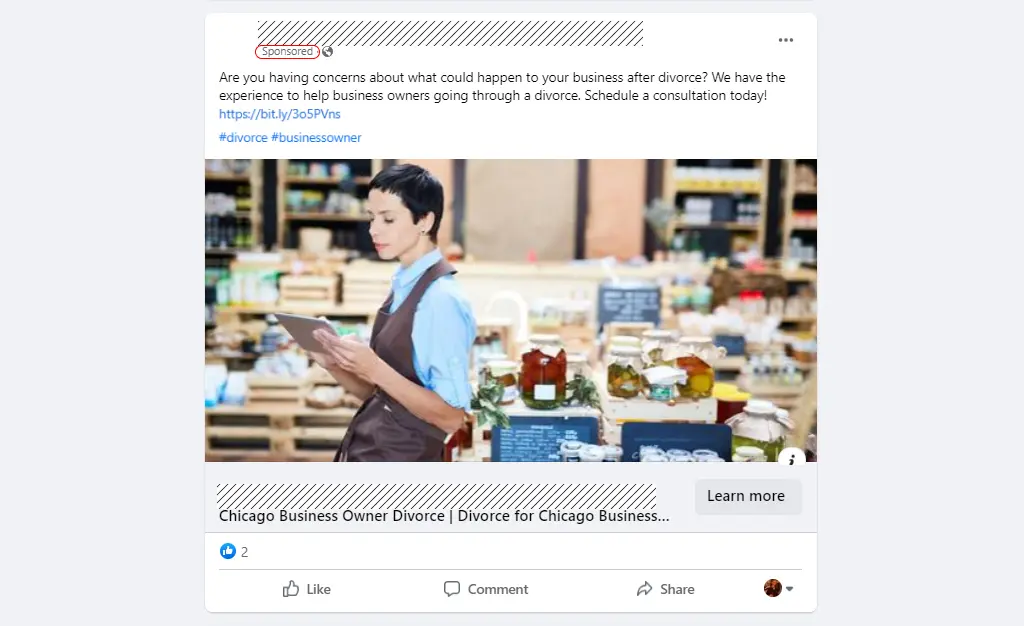 Facebook ads for divorce attorneys