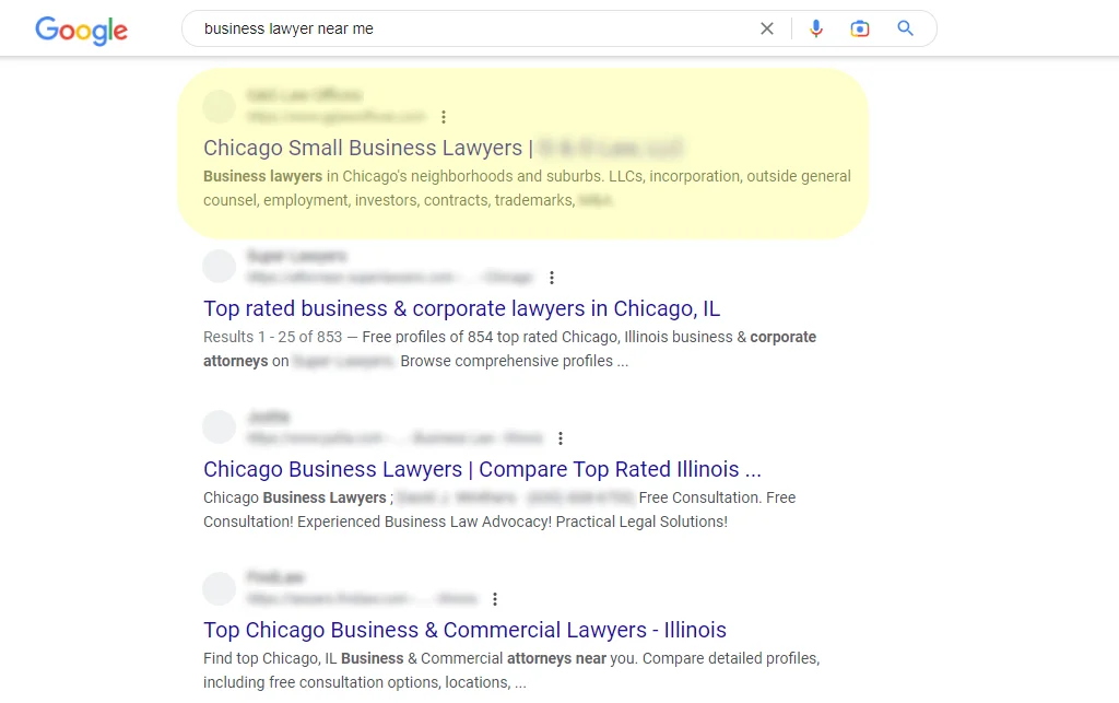 Visibility in SERP