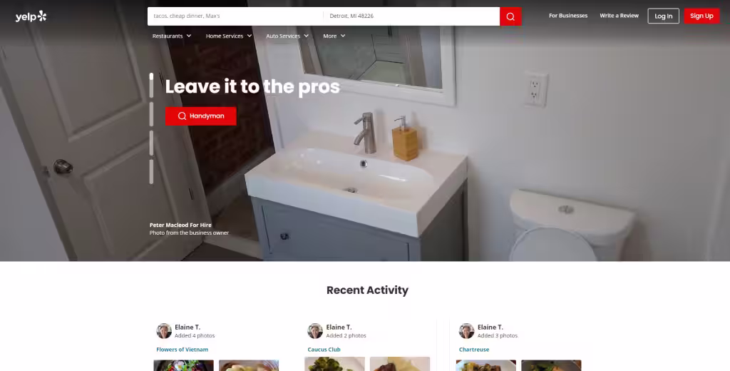 Yelp platform