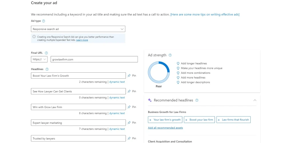Bing Ads Ad Copy