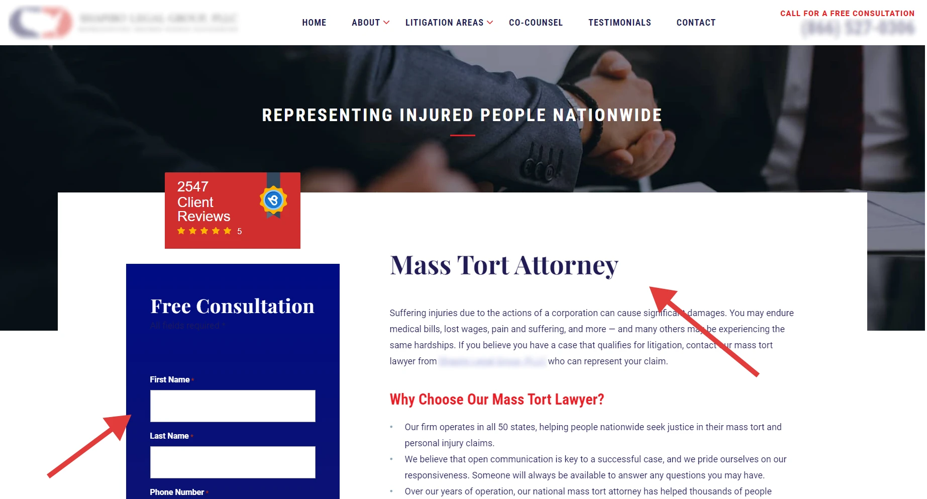 optimized mass tort lawyer website