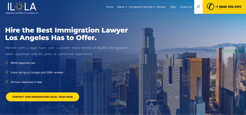 Immigration Law Office of Los Angeles website