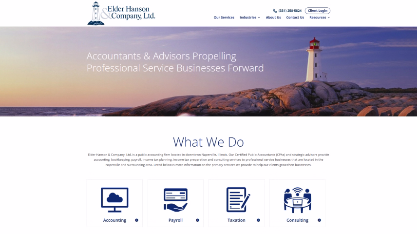 Elder Hanson & Company website homepage