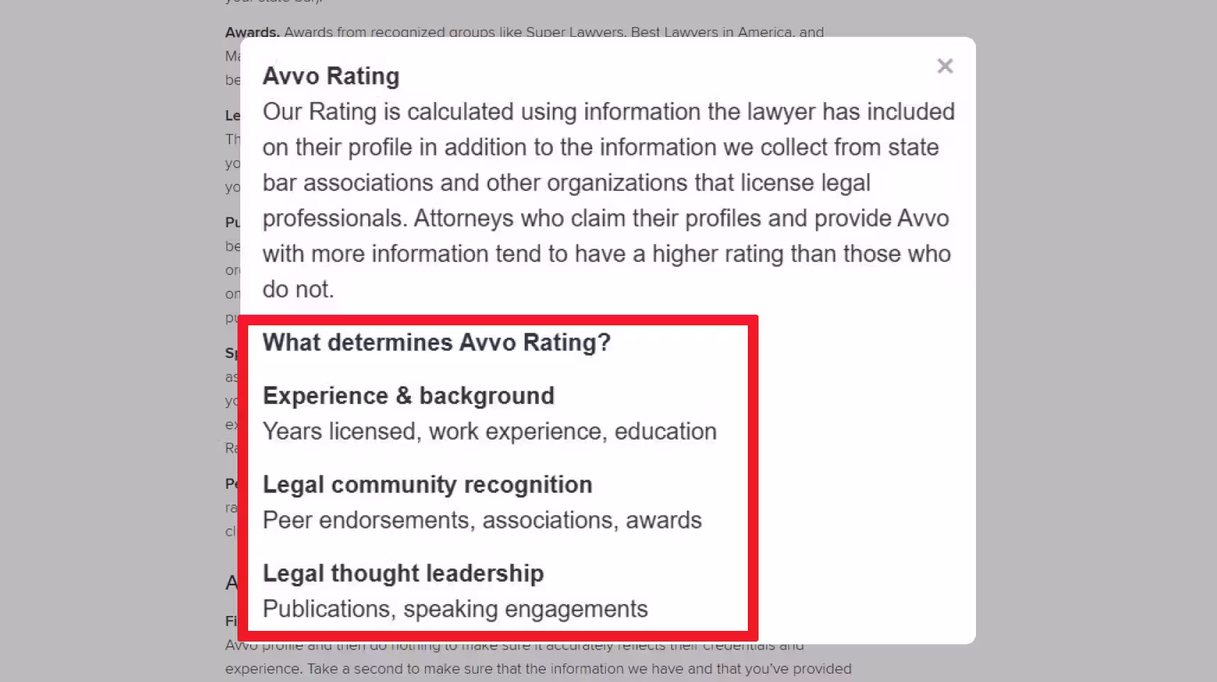 Avvo Rating