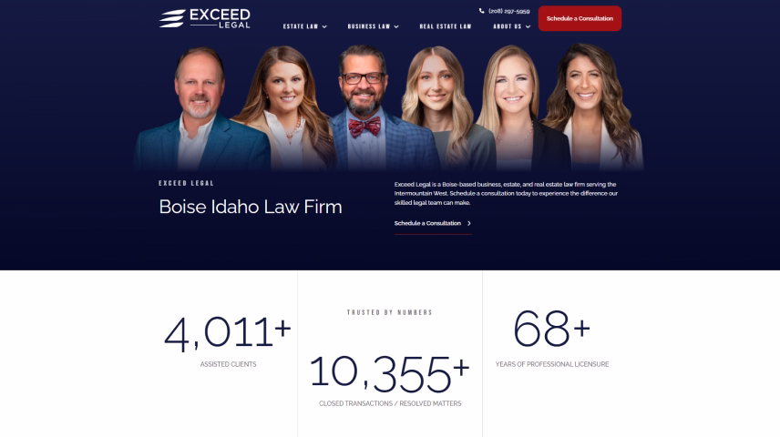 Exceed Legal website homepage