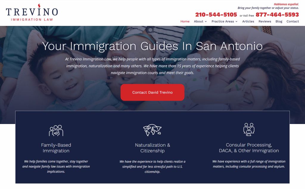 Trevino Immigration Law' website