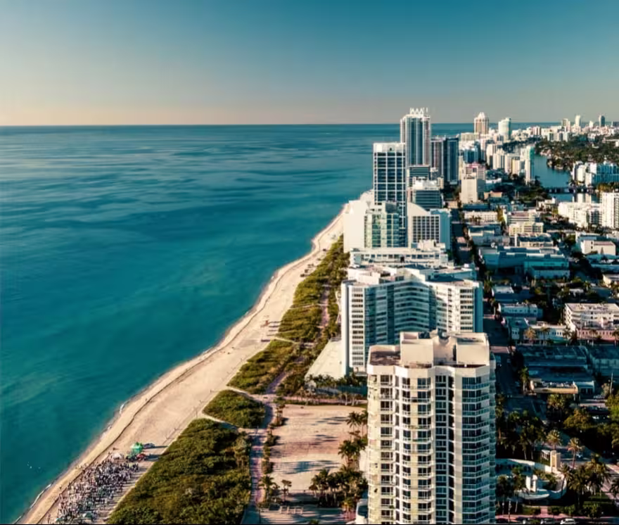Aerial view of the Miami Beach coastline