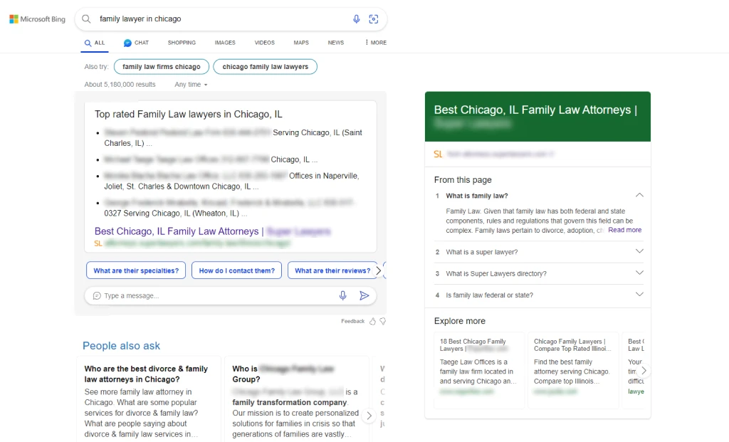 Paid Advertising examples in Bing