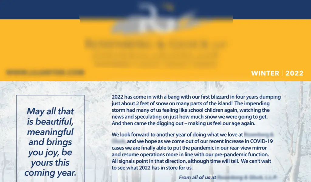 Rosenberg and Cluck's newsletter