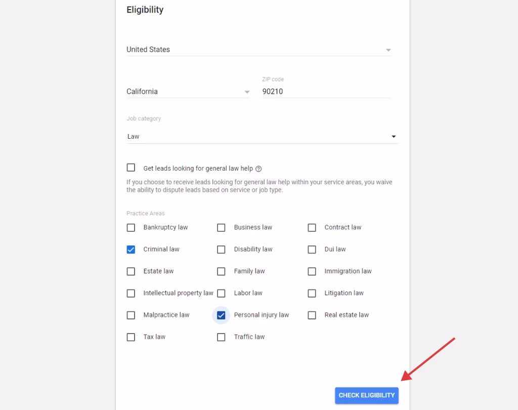 eligibility check example
