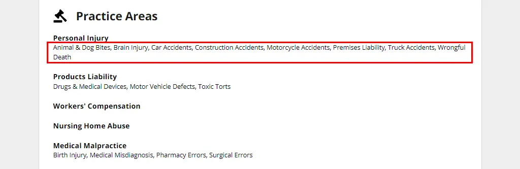 Add related practice areas