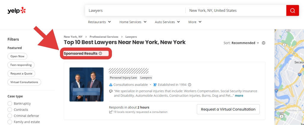 yelp ads for lawyers example