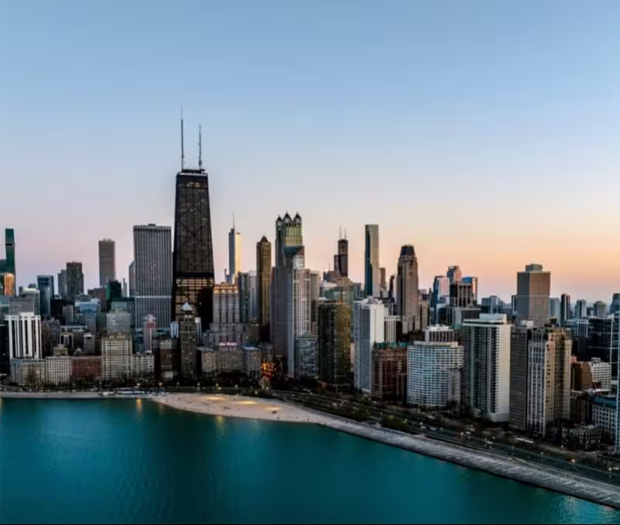 Chicago skyline over Lake Michigan