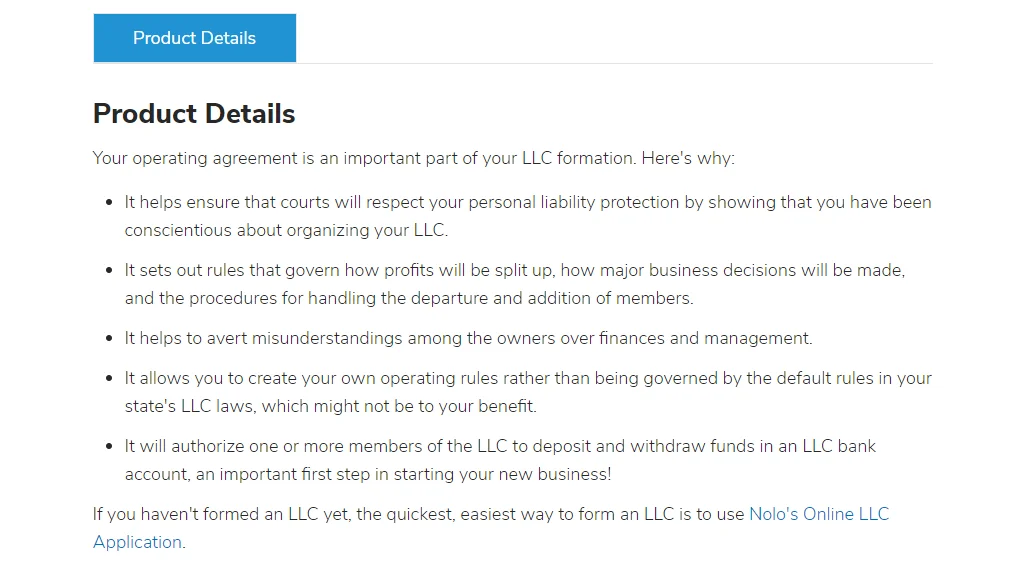 Nolo operating agreement benefits