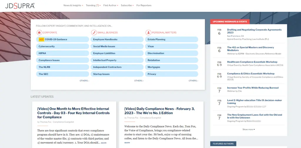 JD Supra screenshot