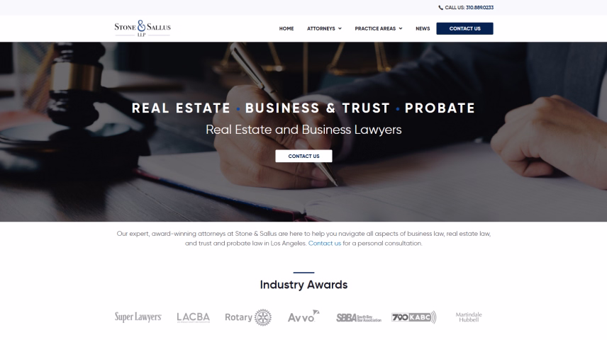 Stone & Sallus website homepage