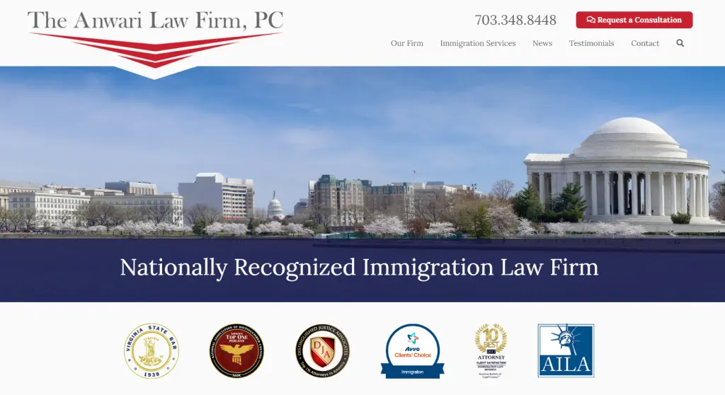 The Anwari Law Firm, PC immigration website