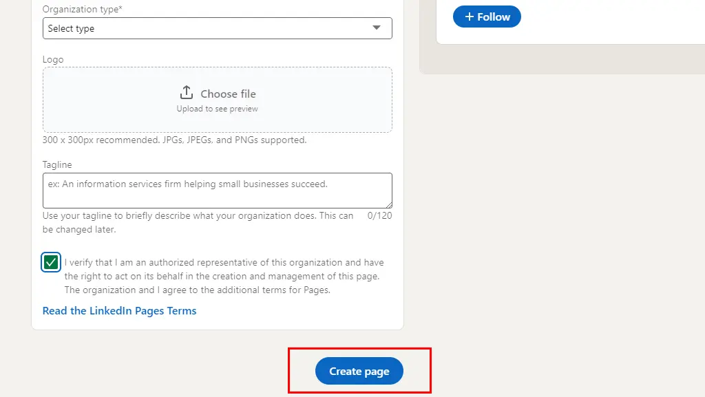 Create your Linkedin business page