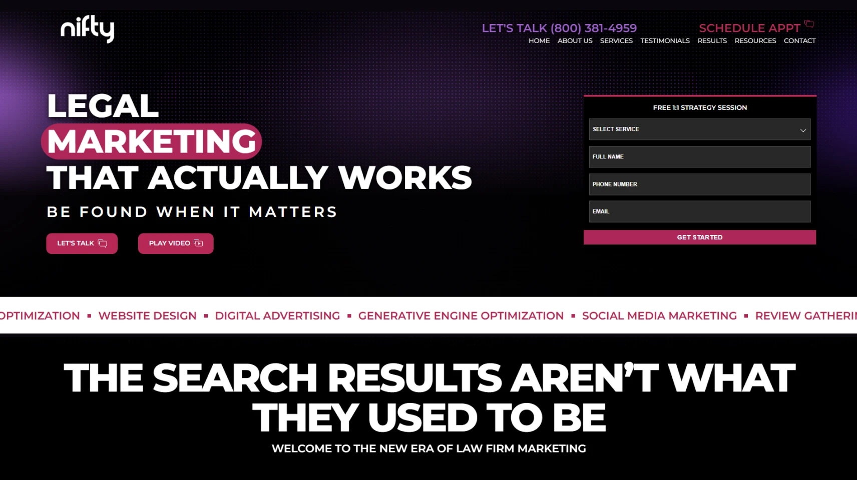 Nifty Marketing homepage