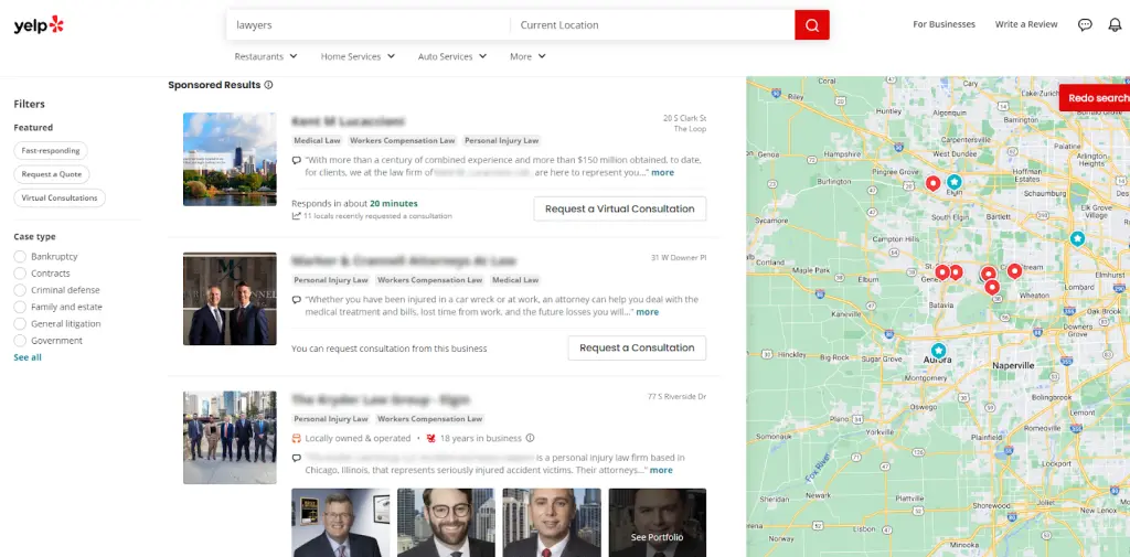 Yelp legal profile optimization